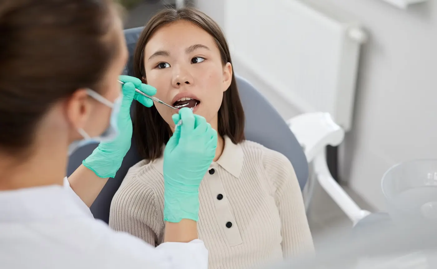 A patient during a preventive dental checkup